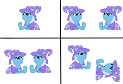 Size: 1022x701 | Tagged: safe, derpibooru import, trixie, pony, unicorn, angry, female, frown, glare, gritted teeth, loss (meme), mare, meme, multeity, wat