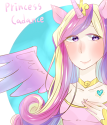 Size: 1700x1984 | Tagged: safe, artist:ruru, princess cadance, anthro, human, eared humanization, horned humanization, humanized, pixiv, solo, winged humanization