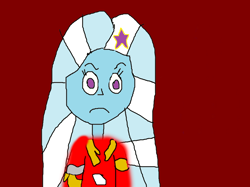 Size: 920x689 | Tagged: safe, artist:mjegameandcomicfan89, derpibooru import, trixie, human, equestria girls, 1000 hours in ms paint, angry, eyelashes, female, red background, simple background, solo, unhappy, wat