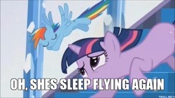 Size: 562x316 | Tagged: safe, edit, edited screencap, screencap, rainbow dash, twilight sparkle, pegasus, pony, the crystal empire, duo, image macro, running