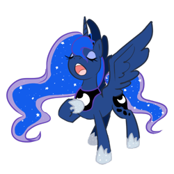 Size: 500x500 | Tagged: safe, artist:gurugururi, princess luna, alicorn, pony, eyes closed, open mouth, simple background, solo, spread wings, transparent background