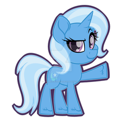 Size: 1600x1600 | Tagged: safe, artist:missmele-madness, derpibooru import, trixie, pony, unicorn, chibi, female, looking at you, mare, simple background, solo, transparent background, watermark