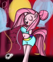 Size: 900x1052 | Tagged: safe, artist:reneesdetermination, pinkie pie, anthro, belly button, clothes, midriff, pinkamena diane pie