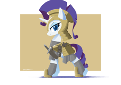 Size: 2000x1414 | Tagged: safe, artist:satv12, rarity, pony, unicorn, sparkle's seven, armor, armorarity, female, helmet, looking at you, mare, solo