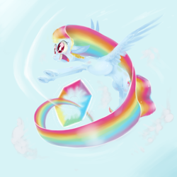 Size: 2000x2000 | Tagged: safe, artist:xenon, rainbow dash, pegasus, pony, spoiler:s03, crystallized, rainbow trail, sonic rainboom