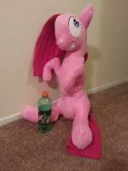 Size: 1536x2048 | Tagged: safe, artist:inufangirl13, pinkie pie, irl, mountain dew, photo, pinkamena diane pie, plushie, solo