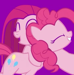 Size: 475x479 | Tagged: safe, artist:fizzyrox, pinkie pie, earth pony, pony, duality, eyes closed, female, grin, happy, hug, mare, pinkamena diane pie, self ponidox, smiling