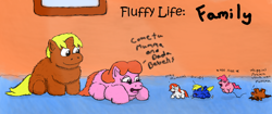 Size: 854x359 | Tagged: safe, artist:mr tiggly the wiggly walnut, pinkie pie, earth pony, fluffy pony, pony, family, fluffy family, fluffy pony foals, fluffy pony mother, pinkiefluff