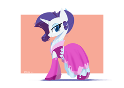 Size: 2000x1414 | Tagged: safe, artist:satv12, rarity, pony, unicorn, too many pinkie pies, clothes, dress, female, looking at you, mare, solo