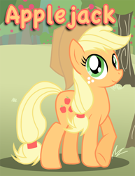 Size: 850x1100 | Tagged: safe, artist:xain-russell, applejack, earth pony, pony, applejack's hat, blonde, blonde mane, blonde tail, female, green eyes, mare, orange coat, solo