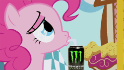 Size: 480x270 | Tagged: safe, pinkie pie, earth pony, pony, animated, drinking, female, mare, monster, pink coat, pink mane
