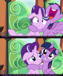 Size: 1280x1527 | Tagged: safe, derpibooru import, edit, edited screencap, screencap, starlight glimmer, trixie, twilight sparkle, twilight sparkle (alicorn), alicorn, pony, no second prances, the crystalling, female, hilarious in hindsight, mare, new season curse, psyga's alternate pony scenes