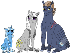 Size: 565x423 | Tagged: safe, artist:therealfenix01, derpibooru import, trixie, oc, oc:lavender, oc:thunder, alternate universe, family, headcanon