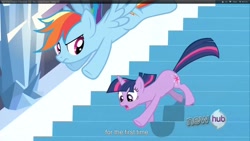 Size: 1920x1080 | Tagged: safe, screencap, rainbow dash, twilight sparkle, pegasus, pony, the crystal empire, youtube caption