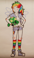 Size: 326x559 | Tagged: safe, artist:nika-tachikawa, rainbow dash, tank, converse, humanized, shoes, traditional art