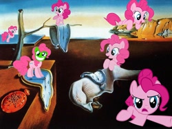 Size: 1024x768 | Tagged: safe, pinkie pie, earth pony, pony, female, mare, pink coat, pink mane, salvador dalí, surreal, the persistence of memory