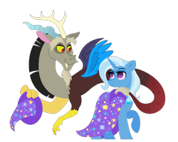 Size: 1280x1024 | Tagged: safe, artist:carouselunique, derpibooru import, discord, trixie, pony, unicorn, crack shipping, female, interspecies, male, mare, shipping, straight, trixcord