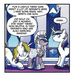 Size: 982x1057 | Tagged: safe, artist:tonyfleecs, idw, prince blueblood, shining armor, pony, unicorn, friends forever, spoiler:comic, spoiler:comicff26, amethyst stone, comic, royal guard