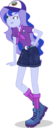 Size: 3143x7492 | Tagged: safe, artist:illumnious, princess luna, vice principal luna, equestria girls, legend of everfree, .ai available, absurd resolution, adobe illustrator, boots, cap, clothes, crescent moon, female, hand on hip, hat, moon, scarf, shorts, simple background, socks, solo, transparent background, vector