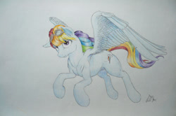 Size: 900x597 | Tagged: safe, artist:anoldmate, rainbow dash, pegasus, pony, goggles, solo, traditional art