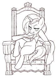 Size: 386x539 | Tagged: safe, artist:nazonazopowerfu, derpibooru import, trixie, pony, unicorn, female, mare, perfect leg anatomy, solo, throne, throne slouch