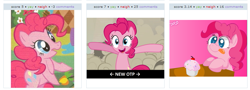 Size: 805x289 | Tagged: safe, pinkie pie, earth pony, pony, exploitable meme, juxtaposition, juxtaposition win, meta, otp, selfcest