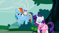 Size: 1280x720 | Tagged: safe, screencap, opalescence, rainbow dash, rarity, pegasus, pony, unicorn, suited for success, lidded eyes, out of context