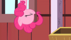 Size: 500x281 | Tagged: safe, screencap, pinkie pie, earth pony, pony, the last roundup, animated, female, in which pinkie pie forgets how to gravity, mare, pinkie being pinkie, pinkie physics