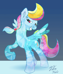 Size: 546x638 | Tagged: safe, artist:tsitra360, rainbow dash, pegasus, pony, blue coat, crystallized, female, mare, multicolored mane