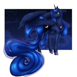 Size: 5669x5669 | Tagged: safe, artist:endidjprime, artist:valeriaalpha, princess luna, alicorn, pony, collaboration, absurd resolution, solo, spread wings