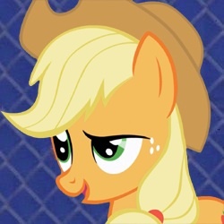 Size: 250x250 | Tagged: safe, applejack, earth pony, pony, blonde mane, female, george costanza, mare, meme, orange coat, solo