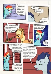 Size: 800x1162 | Tagged: safe, artist:lyun, applejack, rainbow dash, soarin', earth pony, pegasus, pony, comic