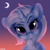 Size: 2460x2455 | Tagged: safe, artist:lilclim, derpibooru import, trixie, pony, unicorn, bust, chest fluff, crescent moon, cute, diatrixes, female, head tilt, high res, looking at you, mare, moon, night, portrait, sky, smiling, smirk, solo, stars