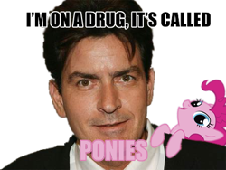 Size: 450x338 | Tagged: safe, pinkie pie, human, charlie sheen, image macro, irl, irl human, meme, photo, pink text