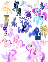 Size: 2550x3300 | Tagged: safe, artist:zaphy1415926, applejack, diamond tiara, princess cadance, princess celestia, princess luna, twilight sparkle, twilight sparkle (alicorn), oc, alicorn, human, pony, female, mare, sketch dump