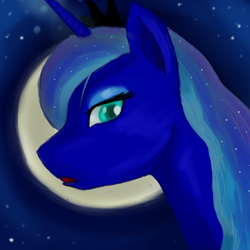 Size: 1984x1984 | Tagged: safe, artist:zzzyyxas, princess luna, alicorn, pony, female, horn, mare, moon, solo