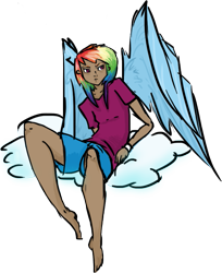 Size: 695x852 | Tagged: safe, artist:ehherinn, rainbow dash, dark skin, humanized, winged humanization