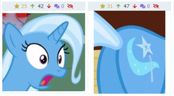 Size: 440x242 | Tagged: safe, derpibooru import, screencap, trixie, all bottled up, derpibooru, juxtaposition, juxtaposition win, meme, meta