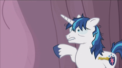 Size: 1440x810 | Tagged: safe, screencap, shining armor, pony, unicorn, the crystalling, discovery family logo, sleep deprivation