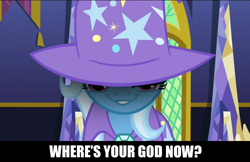 Size: 1600x1034 | Tagged: safe, derpibooru import, screencap, trixie, pony, unicorn, no second prances, female, image macro, mare, meme, solo, trixie yells at everything, trixie's glare