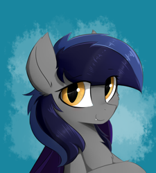 Size: 900x1000 | Tagged: safe, artist:d.w.h.cn, oc, oc:echo, bat pony, bust, smiling, solo