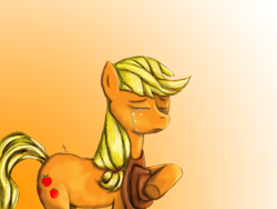 Size: 1200x900 | Tagged: safe, artist:lahiur, applejack, earth pony, pony, crying, female, mare, sad