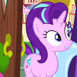 Size: 908x908 | Tagged: safe, derpibooru import, screencap, starlight glimmer, trixie, pony, unicorn, all bottled up, cropped, offscreen character, solo focus