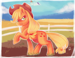 Size: 3300x2550 | Tagged: safe, artist:jabbym, applejack, earth pony, pony, high res, solo