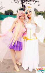 Size: 748x1200 | Tagged: safe, artist:dashcosplay, princess cadance, princess celestia, human, cosplay, irl, irl human, photo