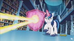 Size: 1366x768 | Tagged: safe, screencap, shining armor, pony, unicorn, the crystalling, discovery family logo, magic, shield