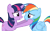 Size: 4000x2500 | Tagged: safe, artist:vexorb, rainbow dash, twilight sparkle, pegasus, pony, female, lesbian, out of context, shipping, simple background, transparent background, twidash, vector