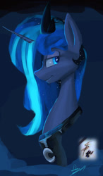 Size: 606x1036 | Tagged: safe, artist:majorlaughmaster, artist:tamikimaru, princess luna, alicorn, pony, bust, portrait, solo