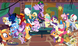 Size: 650x381 | Tagged: safe, artist:dm29, apple bloom, applejack, boulder (pet), cheerilee, coco pommel, daring do, derpy hooves, fluttershy, garble, gourmand ramsay, maud pie, pinkie pie, princess cadance, princess ember, princess flurry heart, princess luna, quibble pants, rainbow dash, rarity, saffron masala, shining armor, snowfall frost, spike, starlight glimmer, sunburst, tender taps, trixie, twilight sparkle, twilight sparkle (alicorn), zephyr breeze, alicorn, dragon, earth pony, pegasus, pony, unicorn, zombie, 28 pranks later, a hearth's warming tail, applejack's "day" off, flutter brutter, gauntlet of fire, newbie dash, no second prances, on your marks, spice up your life, stranger than fan fiction, the cart before the ponies, the crystalling, the gift of the maud pie, the saddle row review, angel rarity, animated, backwards cutie mark, bathrobe, beach chair, bloodstone scepter, body pillow, broom, cheerileeder, cheerleader, clothes, cold, cookie zombie, cracked armor, creepypasta, crossing the memes, cutie mark, dancing, devil rarity, dragon lord spike, emble, female, filly, first half of season 6, garble's hugs, gordon ramsay, handkerchief, hat, hearth's warming, hiatus, jewelry, male, mane six, meme, menu, now you're thinking with portals, portal, present, rainbow trash, safety goggles, scroll, shipping, sick, sofa, speed racer, spirit of hearth's warming yet to come, straight, sweeping, sweepsweepsweep, tenderbloom, the cmc's cutie marks, the meme continues, the story so far of season 6, this isn't even my final form, tiara, tissue, toolbelt, top hat, towel, trash can, twilight sweeple, wall of tags, wonderbolts uniform, zalgo, zalgo edit