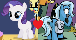 Size: 852x448 | Tagged: safe, derpibooru import, edit, edited screencap, idw, screencap, rarity, trixie, pony, unicorn, the cutie mark chronicles, comic, cropped, female, lesbian, rarixie, shipping, shipping domino